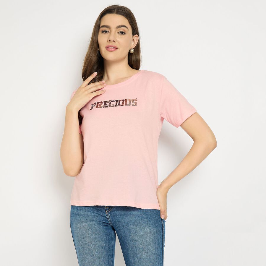 Ladies' Round Neck T-Shirt, Light Pink, large image number null