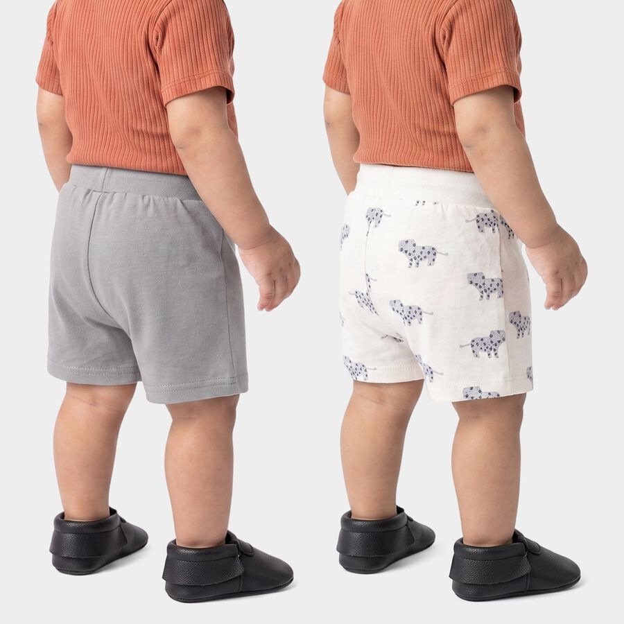 Infants' Grey Regular Fit Printed Half Pant, Light Grey, large