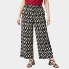 Women's Black Regular Fit Printed Palazzos, काला, small