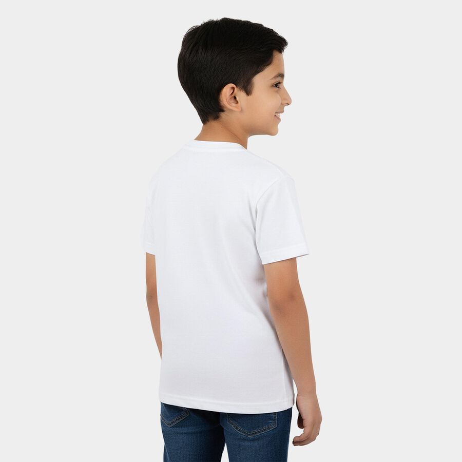 Boys' Half Sleeves T-Shirt, ऑफ व्हाइट, large