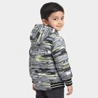 Boys Grey Hooded Bomber Jacket, Charcoal, small