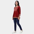 Women's Maroon Round Neck Printed Kurti, Maroon, small