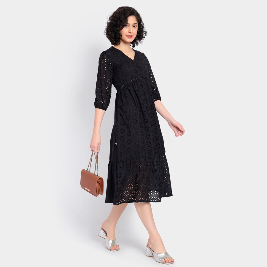 Ladies' 100% Cotton Dress, Black, large image number null