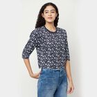 Cotton Printed Round Neck T-Shirt, Navy Blue, small image number null