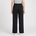 Women's Black Straight Fit Side-Striped Track Pants, Black, small