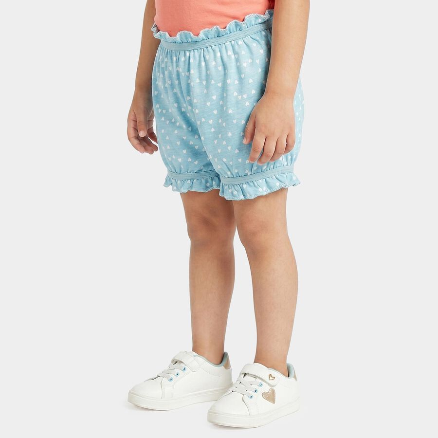 Girls' Aqua Regular Fit Heart Print Bloomer, एक्वा, large