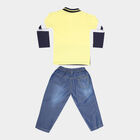 Infants Cotton Polo Style Baba Suit, Yellow, small image number null