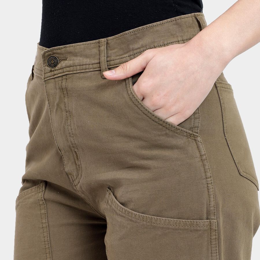 Ladies' 100% Cotton Trousers, Olive, large