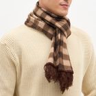 Men's Muted Brown Tartan Check Muffler, भूरा, small image number null