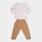 Infants' Beige Cotton Round Neck Panda Printed Baba Suit, गहरा पीला, small image number null
