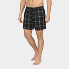 Men's Black Relaxed Fit Checked Boxers, काला, small