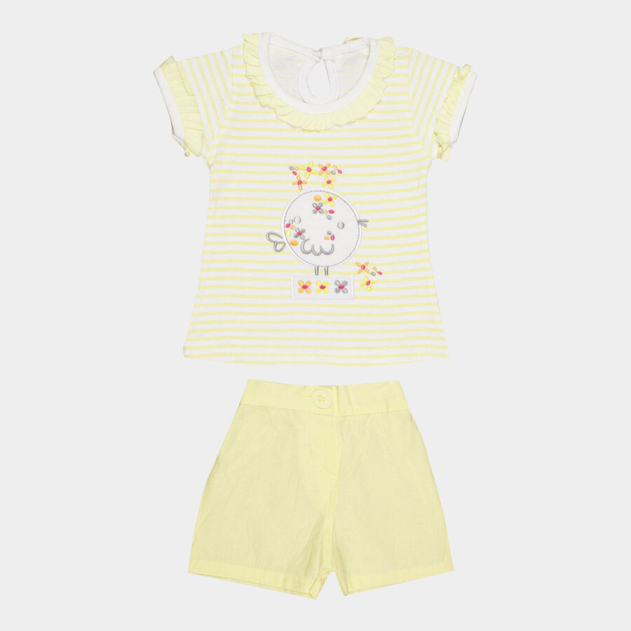 Infants Cotton Shorts Set, Yellow, large image number null