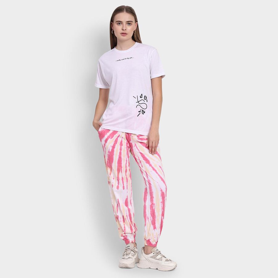Ladies' 100% Cotton Track Pants , रानी (फ्यूशिया), large image number null