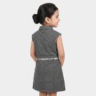 Girls' Grey Shirt Style Belted Frock, हल्का ग्रे, small