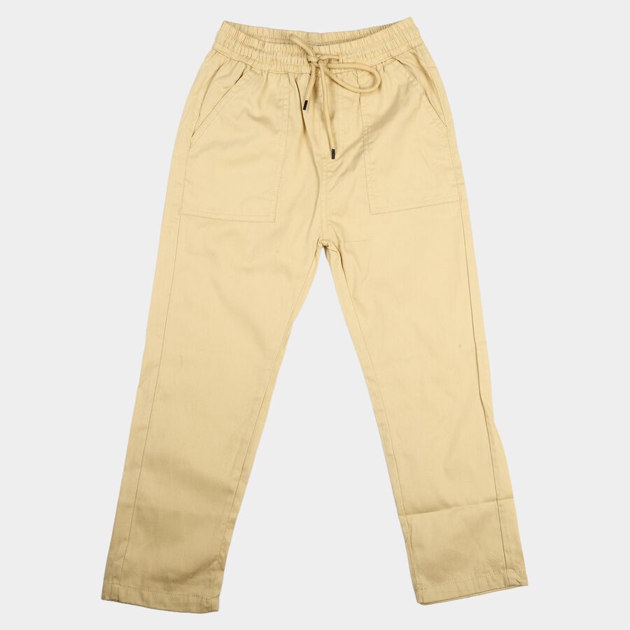Boys' Beige Regular Fit Cargo Trousers, गहरा पीला, large