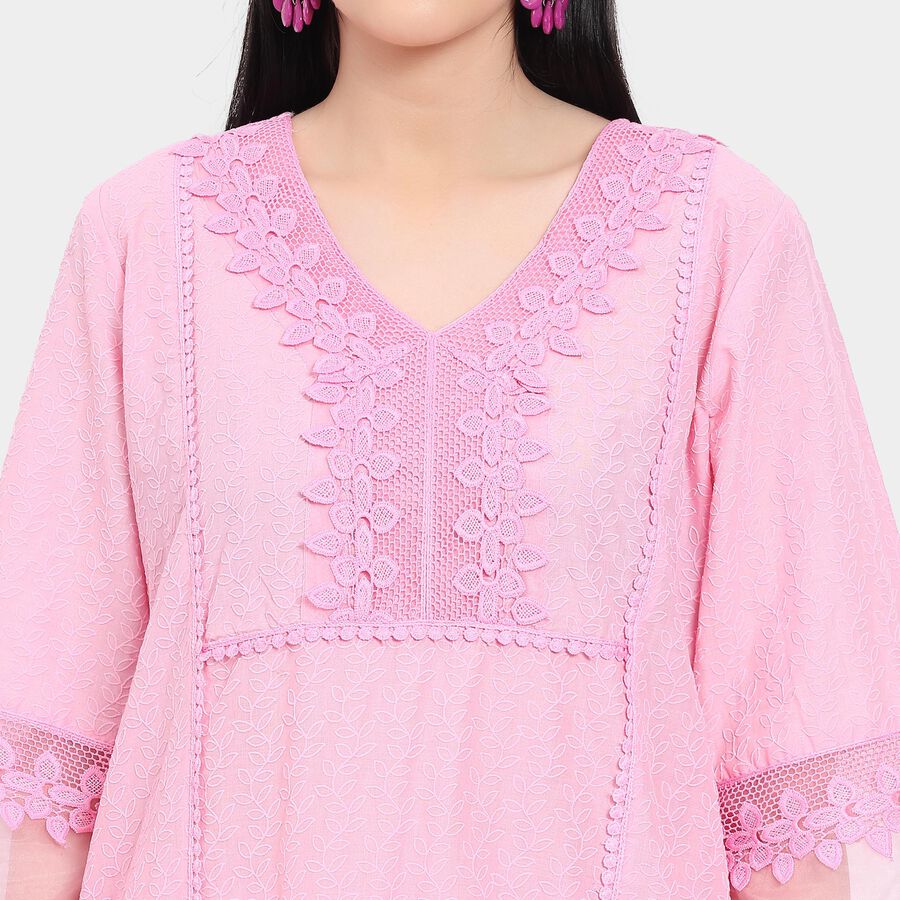 Ladies' 100% Cotton Ethnic Set, गुलाबी, large image number null