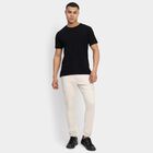 Men's Slim Fit Casual Trousers, Ecru Melange, small image number null