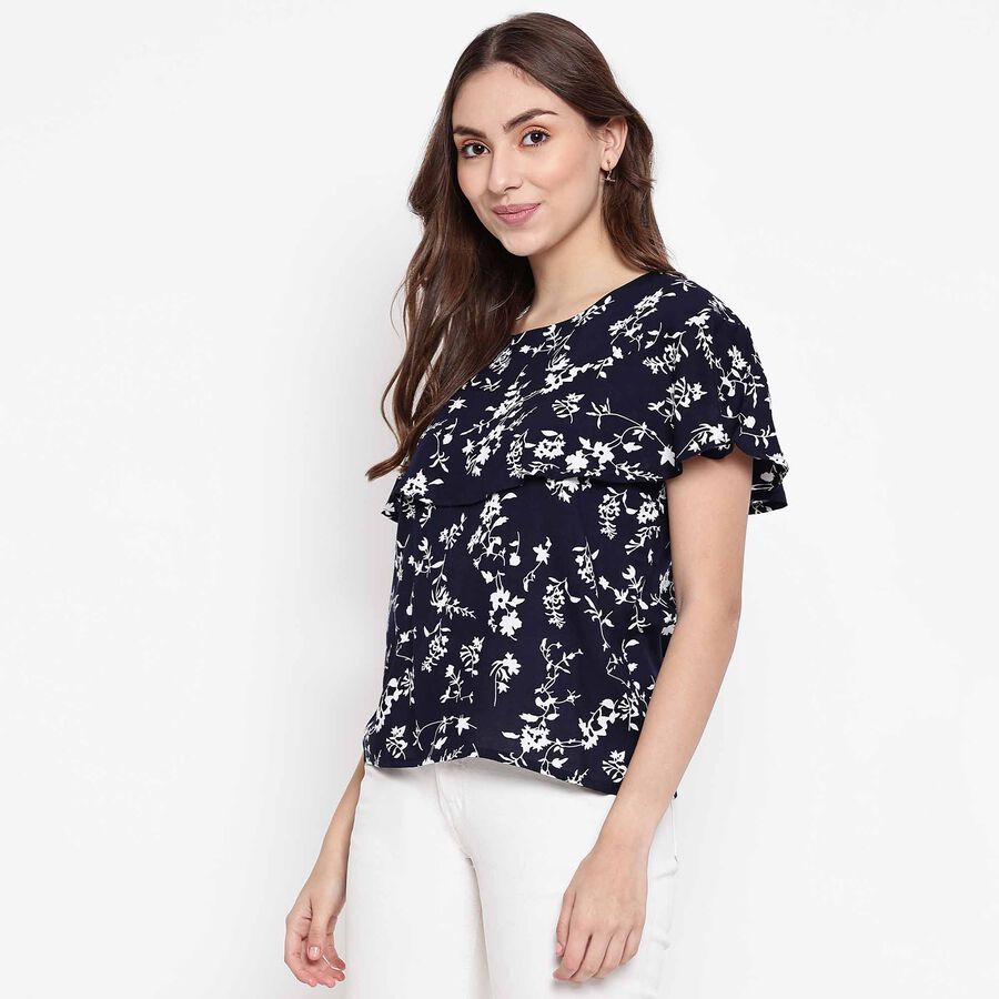 Printed Top, Navy Blue, large image number null