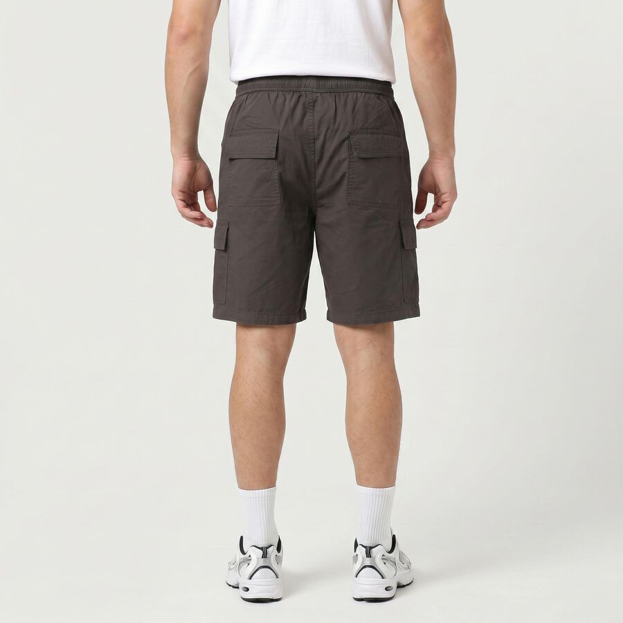 Men's Dark Grey Regular Fit Cargo Bermuda Shorts, Dark Grey, large