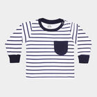 Infants Cotton Stripes T-Shirt, Navy Blue, small image number null
