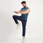 Men's Navy Blue Regular Fit Side-Panelled Track Pants, Navy Blue, small