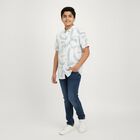 Boys' Light Sage Green Cotton Half Sleeve Button-Down Casual Shirt, Light Green, small image number null