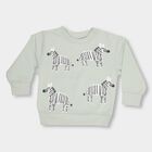 Infants Light Sage Green Round Neck Regular Fit Sweatshirt, हल्का हरा, small image number null