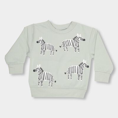 Infants Light Sage Green Round Neck Regular Fit Sweatshirt