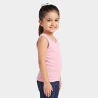 Girls Pink Cotton Round Neck Vest, गुलाबी, small