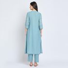 Ladies' 100% Cotton Kurta Pyjama Set, Mid Blue, small image number null