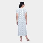 Women's White Square Neck A-Line Nighty, सफ़ेद, small