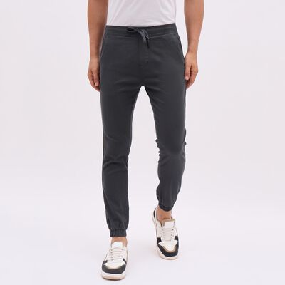 Men's Muted Green Black Slim Fit Jogger Trousers