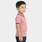 Boys Pink Cotton Polo Neck Casual T-Shirt, Pink, small