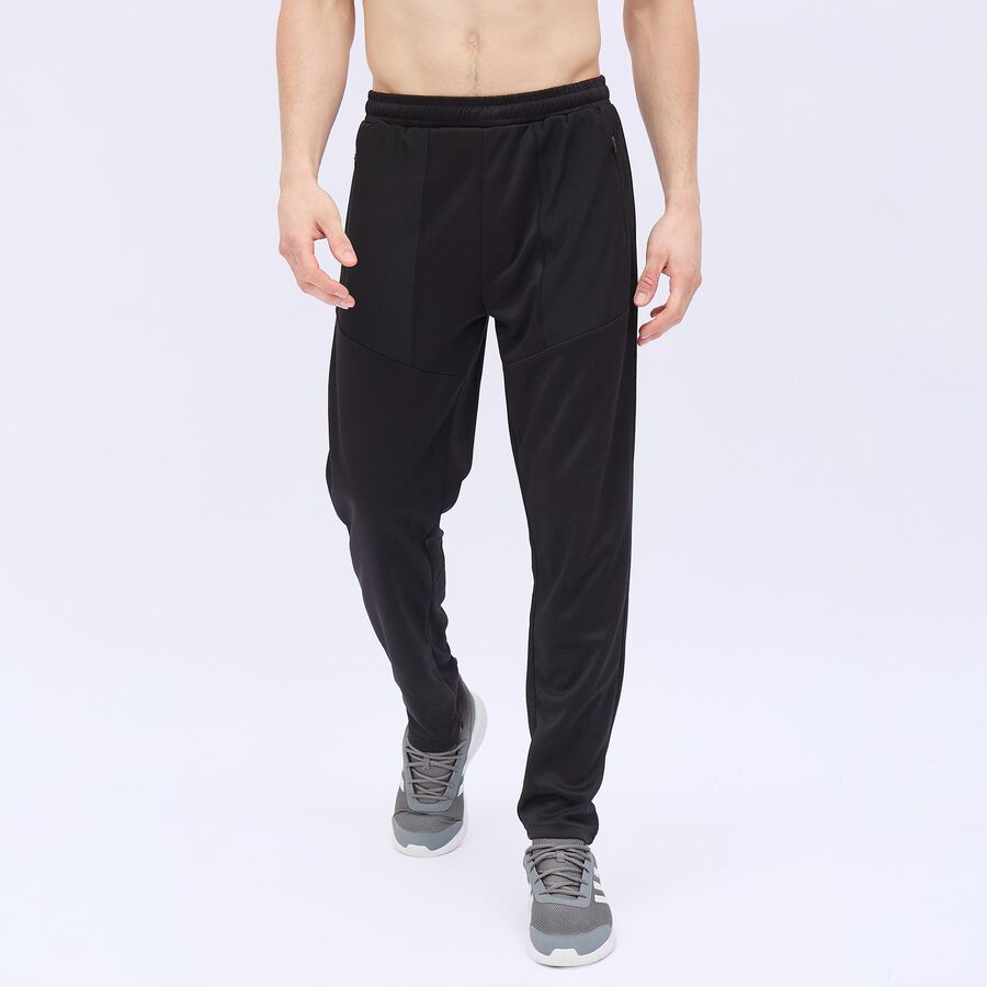 Men's Jet Black Regular Fit Paneled Track Pants, Black, large image number null