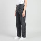 Women's Dark Grey Straight Fit Patch Pocket Jeans, गहरा ग्रे, small
