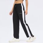 Women's Jet Black Regular Fit Side-Striped Track Pants, Black, small image number null