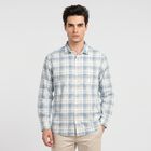Men's Blue Cotton Casual Shirt, मध्यम नीला, small