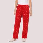 Women's Red Straight Fit Floral Printed Pyjama, Red, small