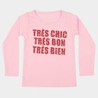 Girls Pink Round Neck Regular Top, Light Pink, small
