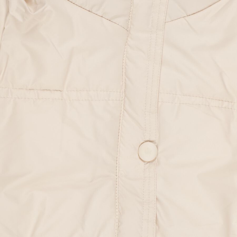 Girls Light Beige High Neck Casual Jacket, Beige, large image number null