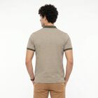 Men's Grey Polo Neck Geometric Polo T-Shirt, गहरा ग्रे, small