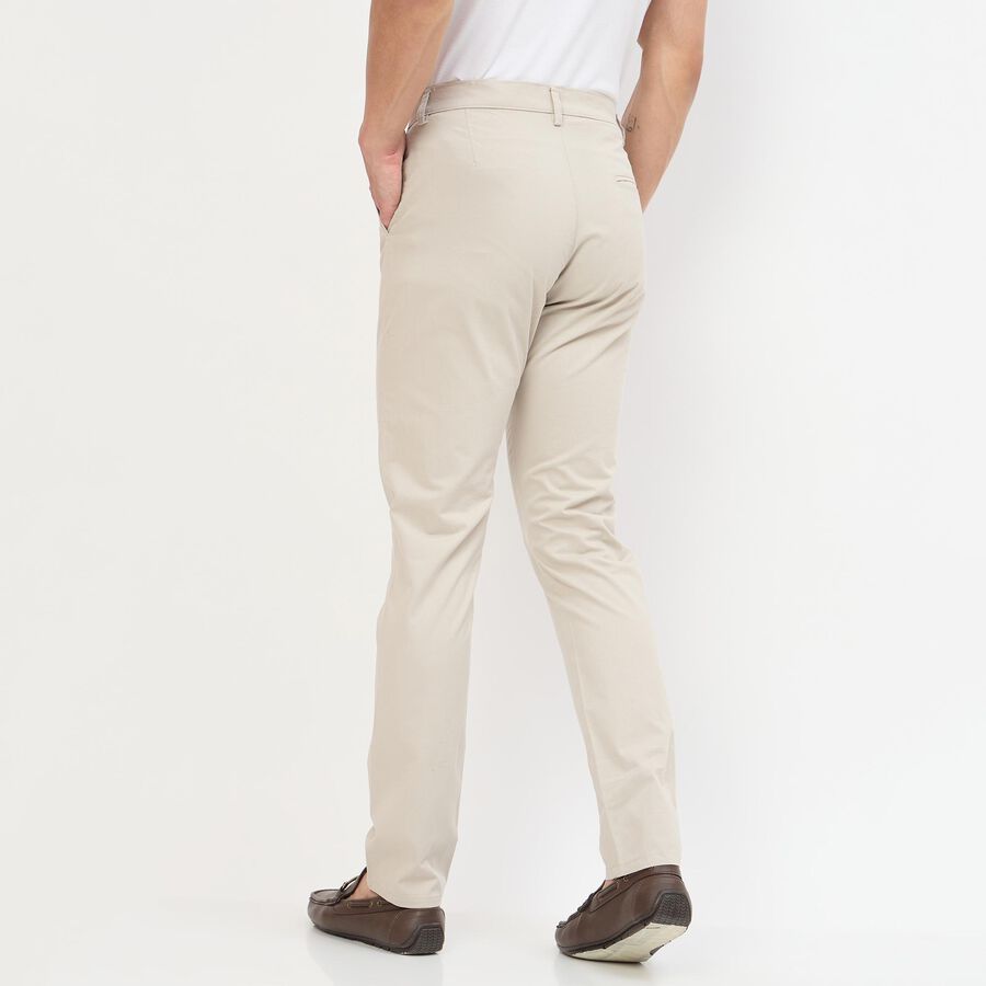 Men's Slim Fit Casual Trousers, Silver, large