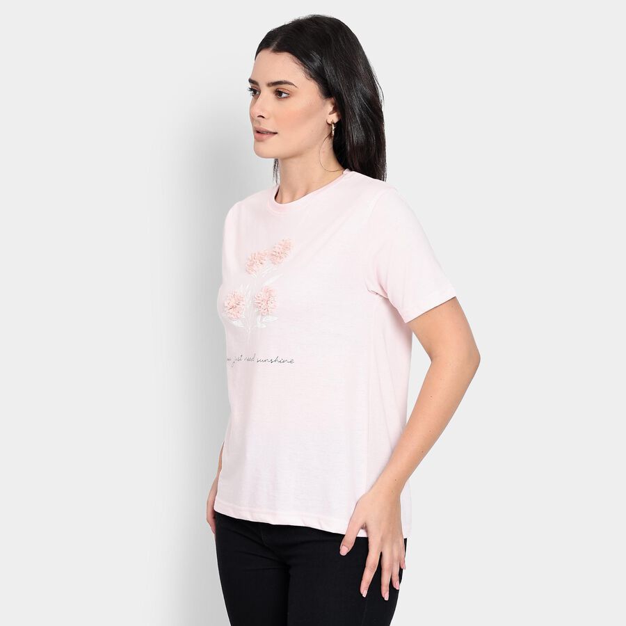 Ladies' Round Neck T-Shirt, हल्का गुलाबी, large image number null