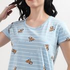 Ladies' 100% Cotton Knee Length Nighty, Light Blue, small image number null