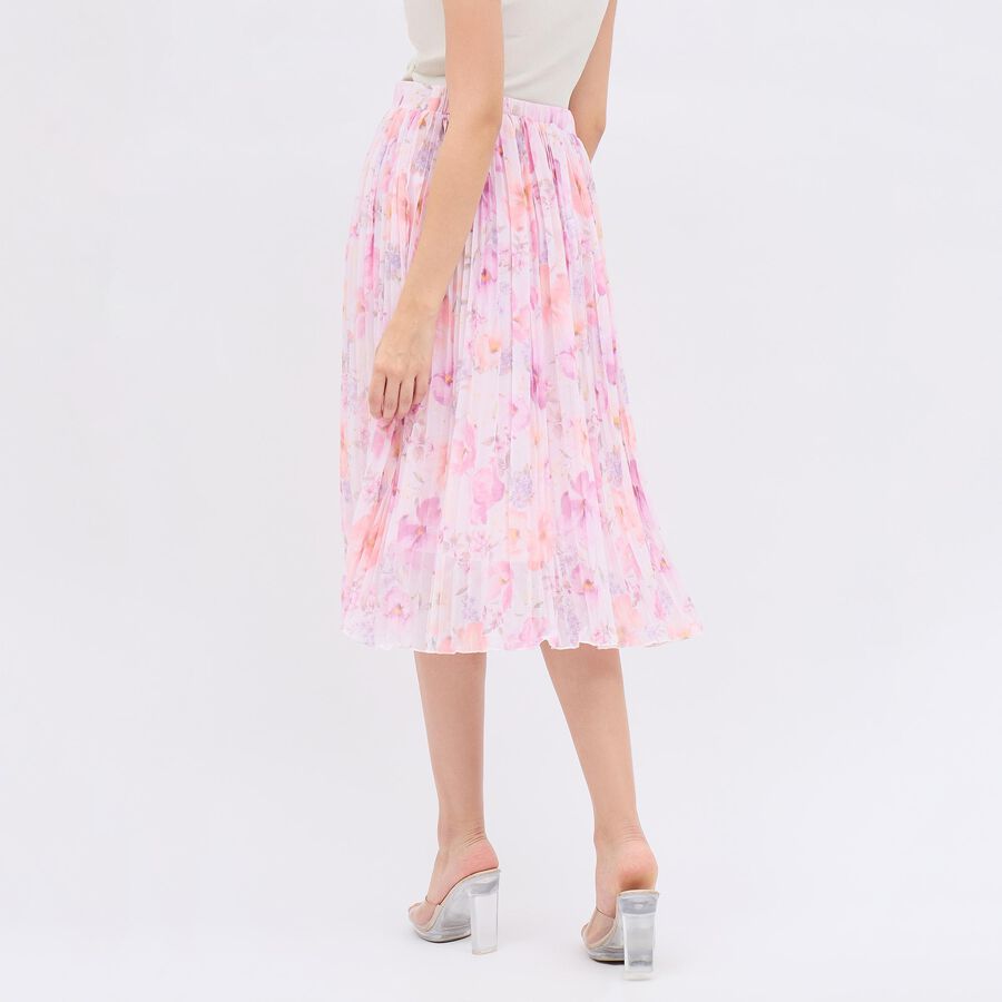 Women's Pink Pleated Calf Length Skirt, गुलाबी, large image number null