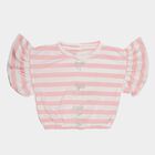 Girls Pink Round Neck Casual T-Shirt, Light Pink, small