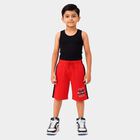 Boys Red Regular Fit Athletic Bermuda Shorts, Red, small