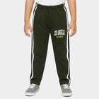 Boys' Olive Green Regular Fit Side Striped Graphic Printed Pyjama, Olive, small