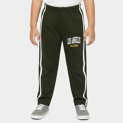 Boys' Olive Green Regular Fit Side Striped Graphic Printed Pyjama