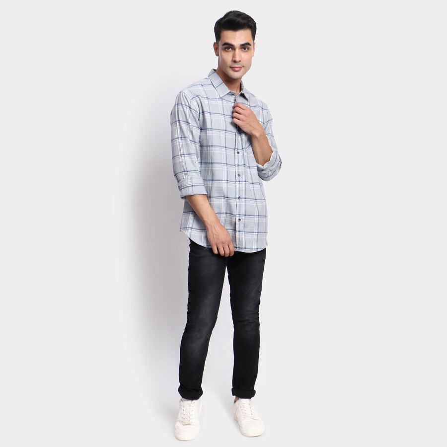 Men's 100% Cotton Casual Shirt, Light Blue, large image number null